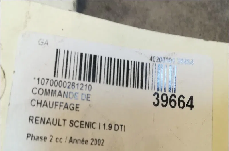 Commande de chauffage Renault SCÉNIC I Monospace (JA0-1_, FA0_) 1.9 dti (ja1u) (2001-2003) occasion — photo 3
