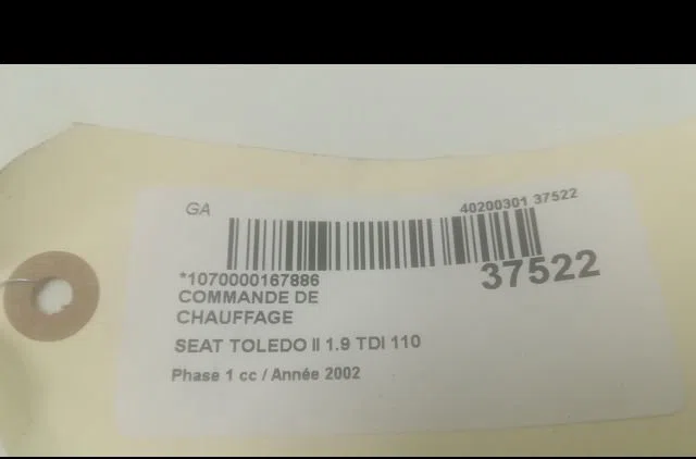 Commande de chauffage Seat TOLEDO II (1M2) 1.9 tdi (1999-2004) occasion — photo 3