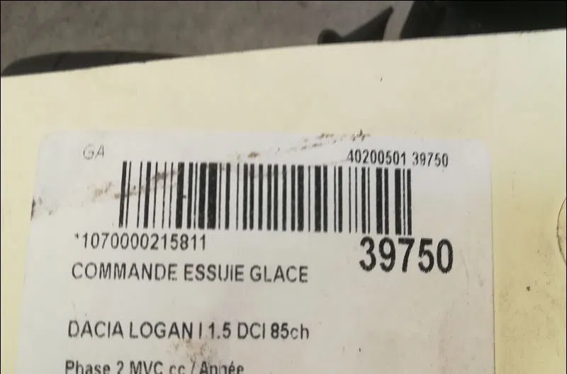 Commande essuie glace Dacia LOGAN MCV (KS_) 1.5 dci (ks0w) (2007-2012) 5 portes occasion — photo 3