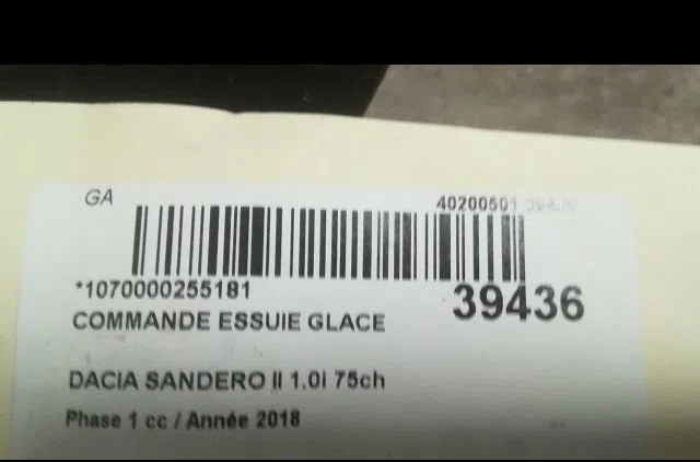 Commande essuie glace Dacia SANDERO II 1.0 sce 75 (b8jc, b8jd) (2016) occasion — photo 3