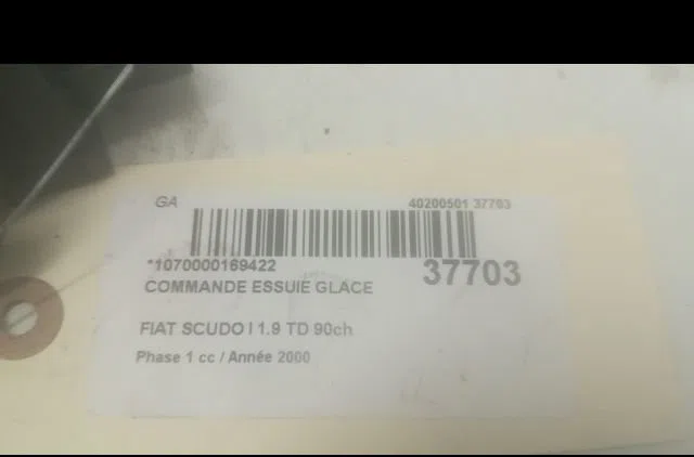 Commande essuie glace Fiat SCUDO Camionnette (220_) 1.9 td (1998-2006) occasion — photo 3