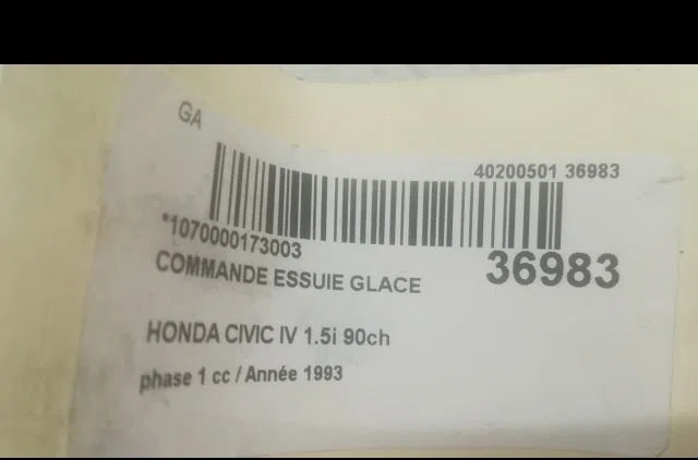 Commande essuie glace Honda CIVIC V Hatchback (EG) 1.5 i 16v (eg4) (1991-1995) occasion — photo 3