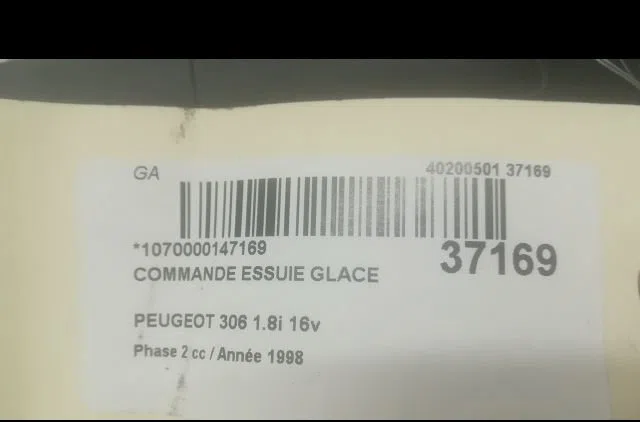 Commande essuie glace Peugeot 306 (7B, N3, N5) 1.8 16v (1997-2001) occasion — photo 3