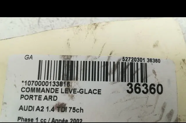 Commande leve-glace porte arrière droite AUDI A2 2002 occasion — photo 3