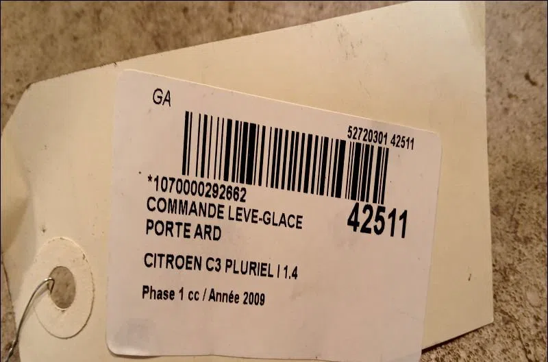 Commande leve-glace porte arrière droite Citroen C3 Pluriel (HB_) 1.4 hdi (2004) 2 portes occasion — photo 3