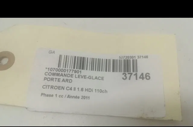 Commande leve-glace porte arrière droite Citroen C4 II (NC_) 1.6 hdi 110 (2009) 5 portes occasion — photo 3
