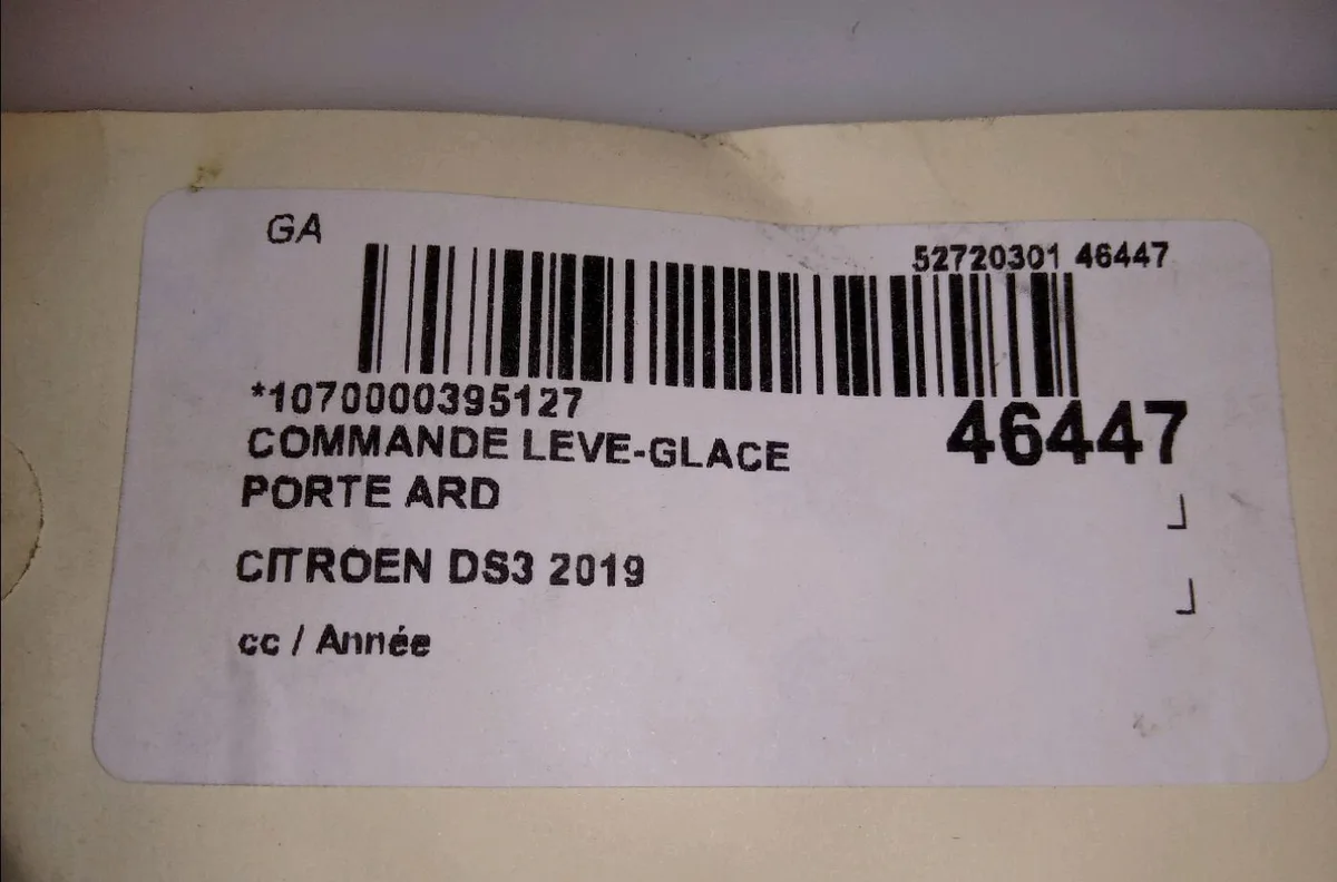 Commande leve-glace porte arrière droite Ds DS 3 CROSSBACK (UR_, UC_, UJ_) 1.2 puretech 130 (2018) occasion — photo 4