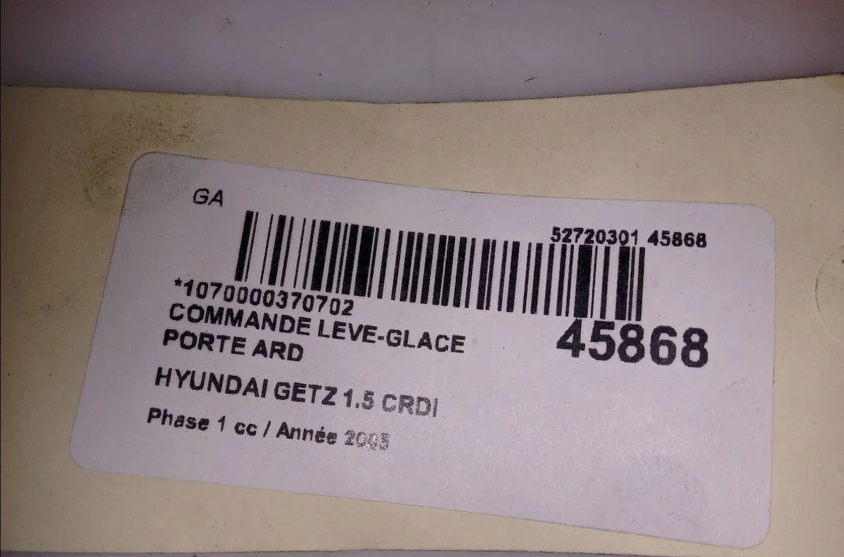 Commande leve-glace porte arrière droite Hyundai GETZ (TB) 1.5 crdi (2003-2005) 5 portes occasion — photo 4