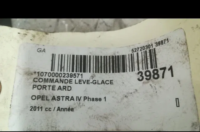 Commande leve-glace porte arrière droite Opel ASTRA J Sports Tourer (P10) 2.0 cdti (35) (2010-2015) occasion — photo 3