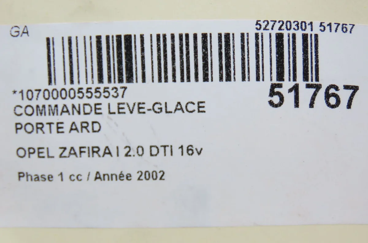 Commande leve-glace porte arrière droite Opel ZAFIRA A Monospace (T98) 2.0 dti 16v (f75) (2000-2005) 5 portes occasion — photo 4