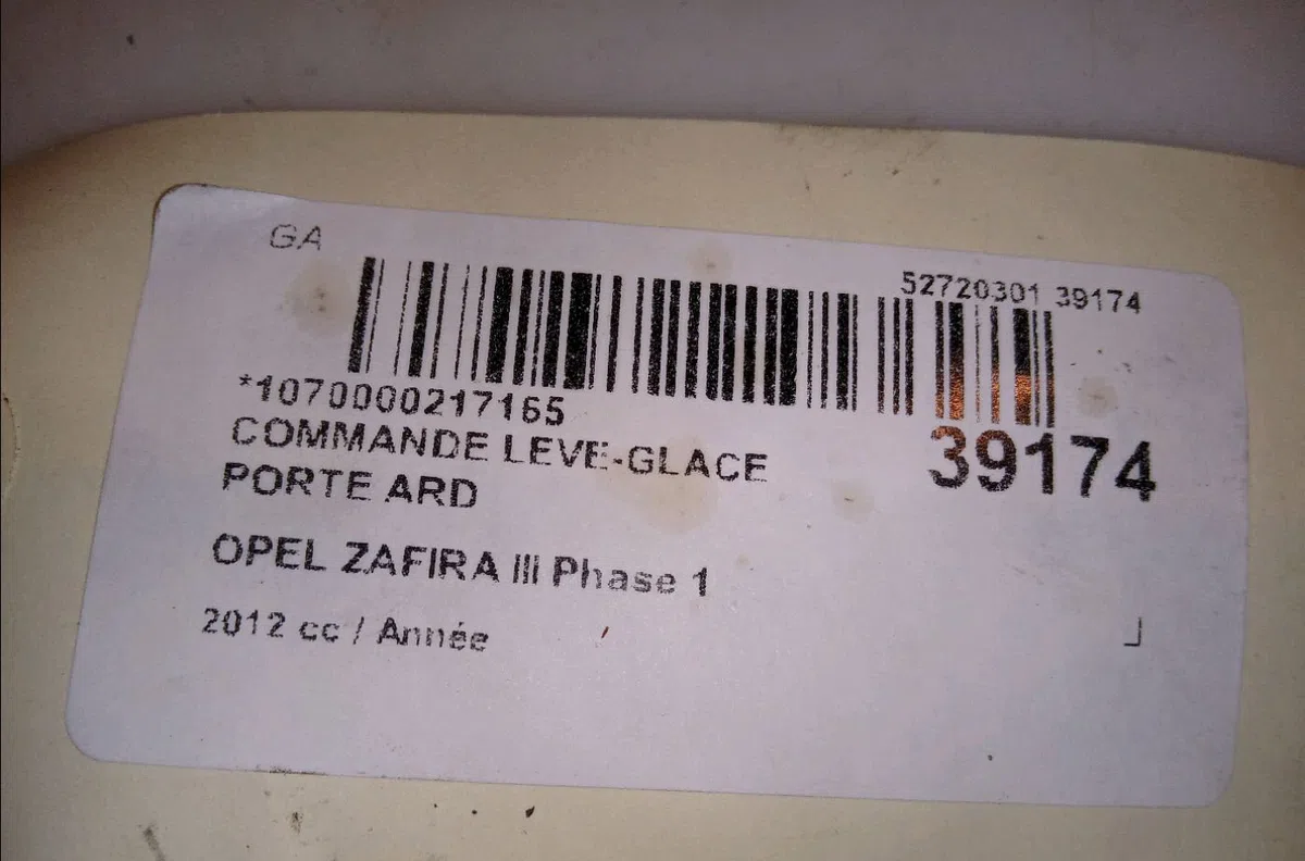 Commande leve-glace porte arrière droite Opel ZAFIRA TOURER C (P12) 1.4 (75) (2011) occasion — photo 4