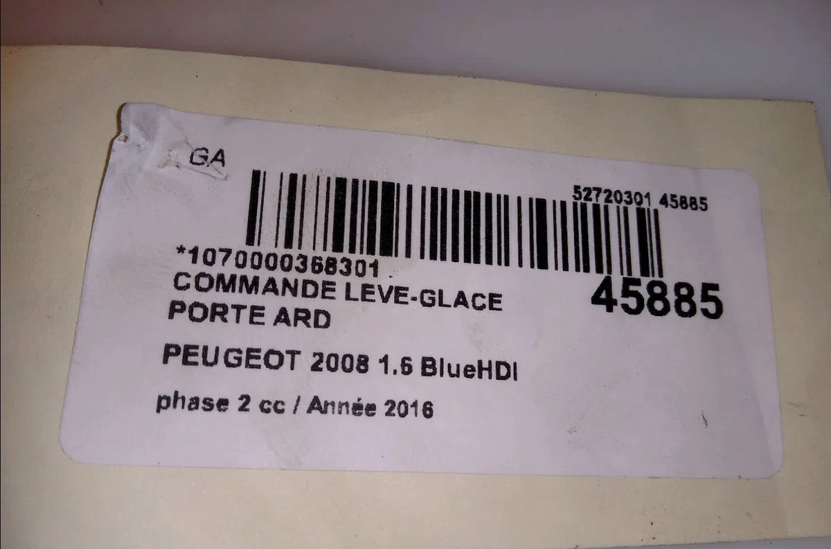 Commande leve-glace porte arrière droite Peugeot 2008 I (CU_) 1.6 bluehdi 120 (2014) 5 portes occasion — photo 4