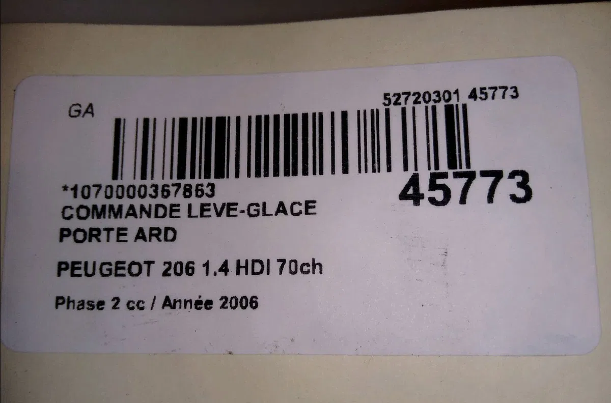 Commande leve-glace porte arrière droite Peugeot 206 3-5 portes (2A-C) 1.4 hdi eco 70 (2001-2009) 5 portes occasion — photo 3