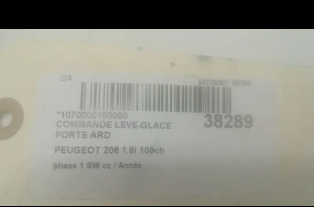 Commande leve-glace porte arrière droite Peugeot 206 SW (2E-K) 1.6 16v (2002) occasion — photo 3