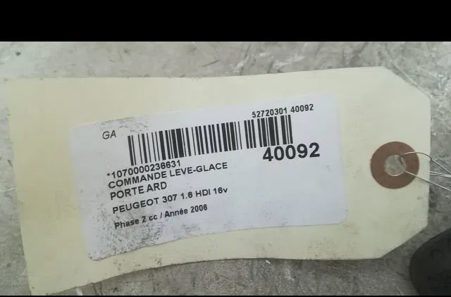 Commande leve-glace porte arrière droite Peugeot 307 (3A-C) 1.6 hdi 110 (2004-2009) 5 portes occasion — photo 3