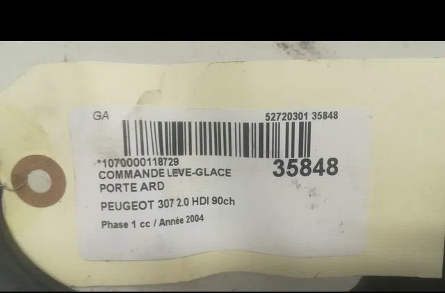 Commande leve-glace porte arrière droite Peugeot 307 (3A-C) 2.0 hdi 90 (2000-2007) 5 portes occasion — photo 3