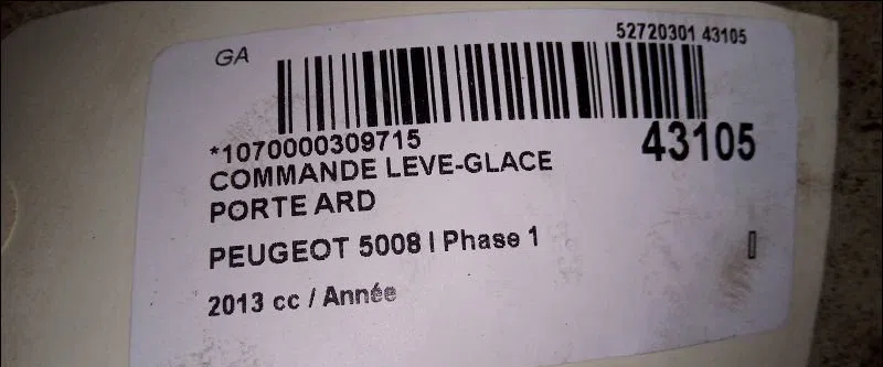 Commande leve-glace porte arrière droite Peugeot 5008 (0U_, 0E_) 1.6 hdi (2010-2017) occasion — photo 3