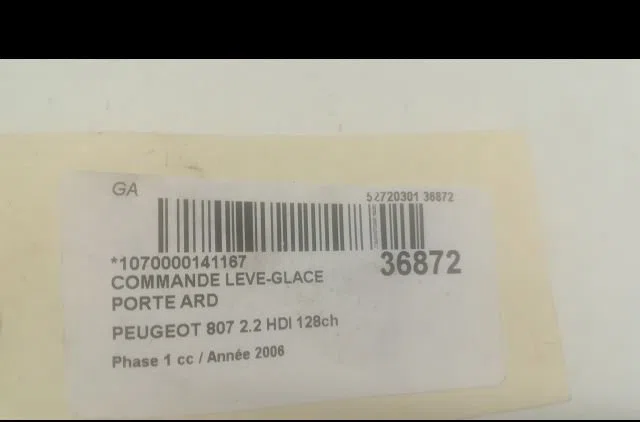 Commande leve-glace porte arrière droite Peugeot 807 (EB_) 2.2 hdi (2002) occasion — photo 3