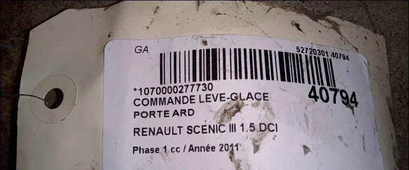 Commande leve-glace porte arrière droite Renault GRAND SCÉNIC III (JZ0-1_) 1.5 dci (2009) 5 portes occasion — photo 3