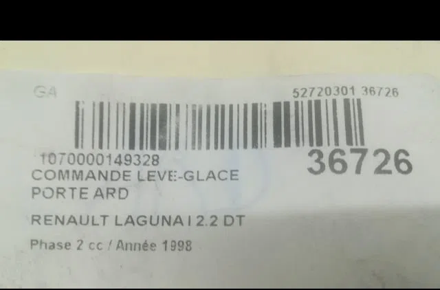Commande leve-glace porte arrière droite Renault LAGUNA I (B56_, 556_) 2.2 dt (b569) (1996-2001) 5 portes occasion — photo 3