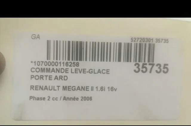 Commande leve-glace porte arrière droite Renault MEGANE II A trois volumes (LM0-1_) 1.6 16v (lm1r, lm0c) (2006) occasion — photo 3