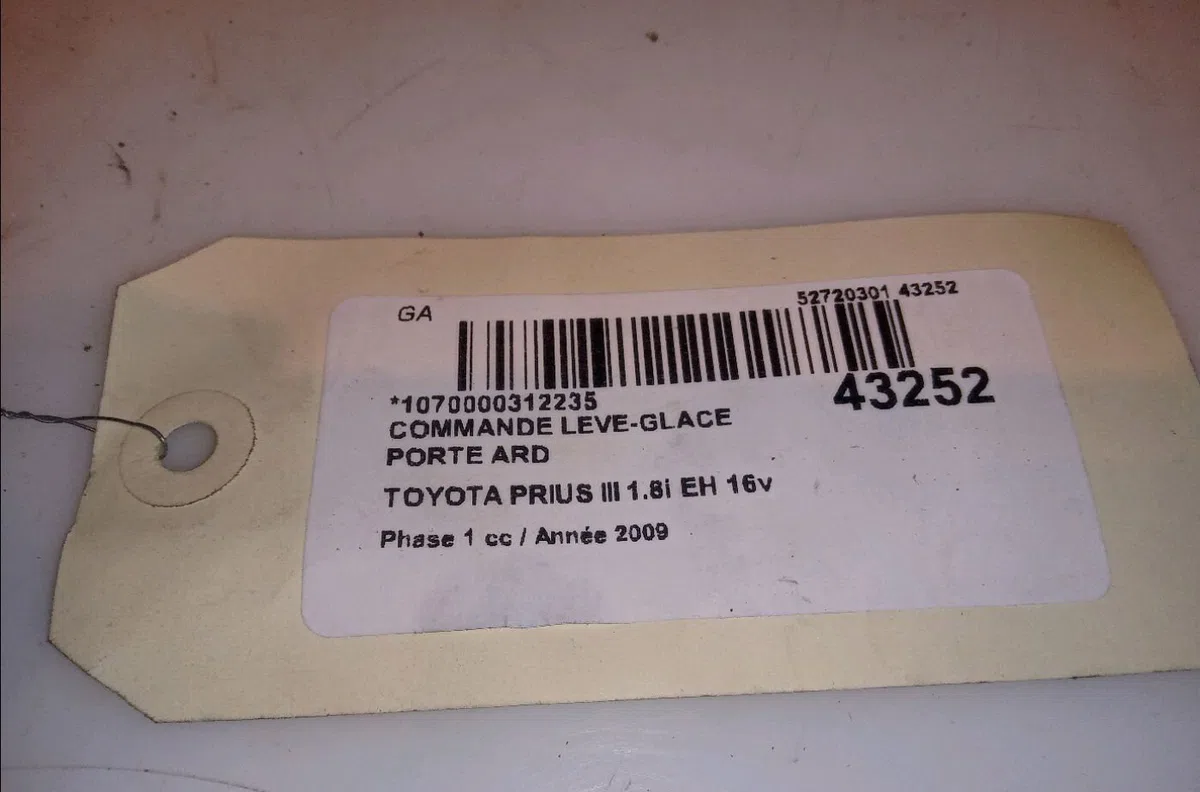 Commande leve-glace porte arrière droite Toyota PRIUS (_W3_) 1.8 hybrid (zvw3_) (2008) occasion — photo 4