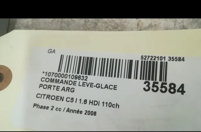 Commande leve-glace porte arrière gauche Citroen C5 II (RC_) 1.6 hdi (rc8hzb) (2004-2008) occasion — photo 3