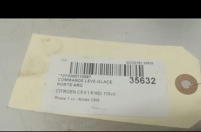 Commande leve-glace porte arrière gauche Citroen C5 III (RD_) 1.6 hdi 110 (2008) occasion — photo 3