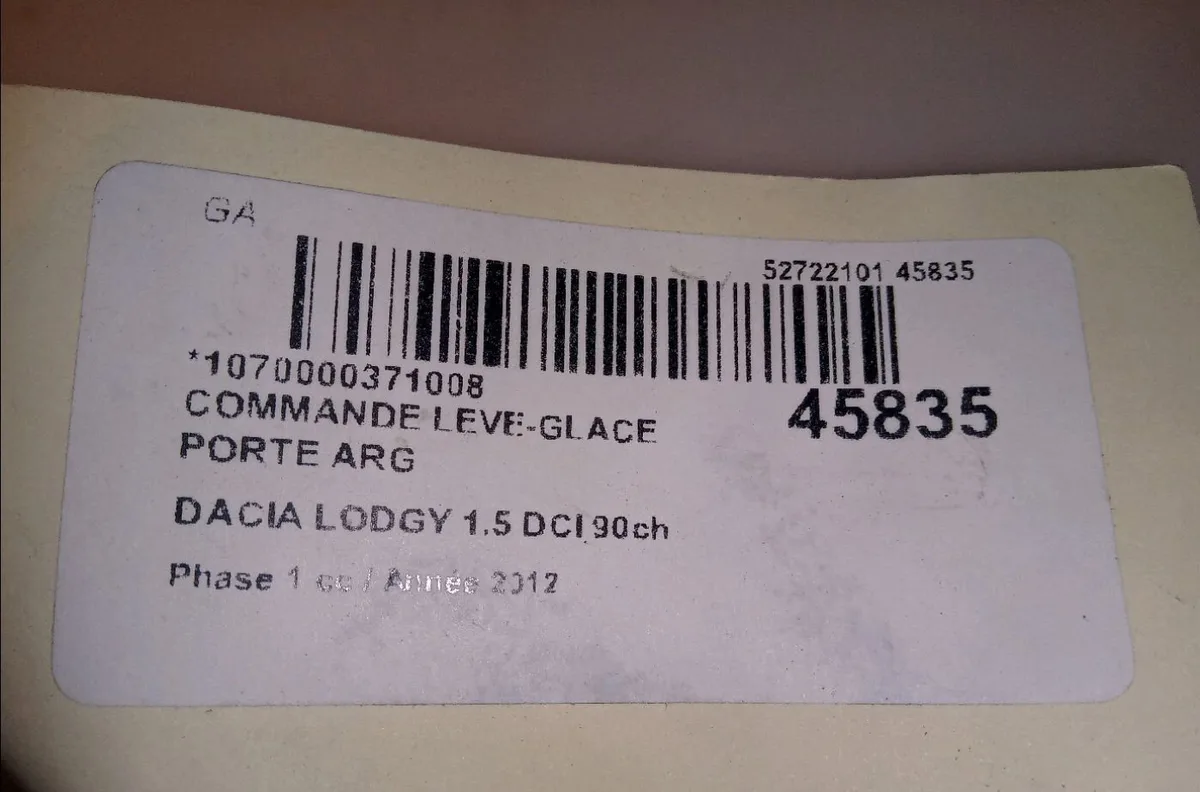 Commande leve-glace porte arrière gauche Dacia LODGY (JS_) 1.5 dci (2012) 5 portes occasion — photo 4