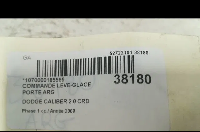 Commande leve-glace porte arrière gauche Dodge CALIBER 2.0 crd (2006) occasion — photo 3