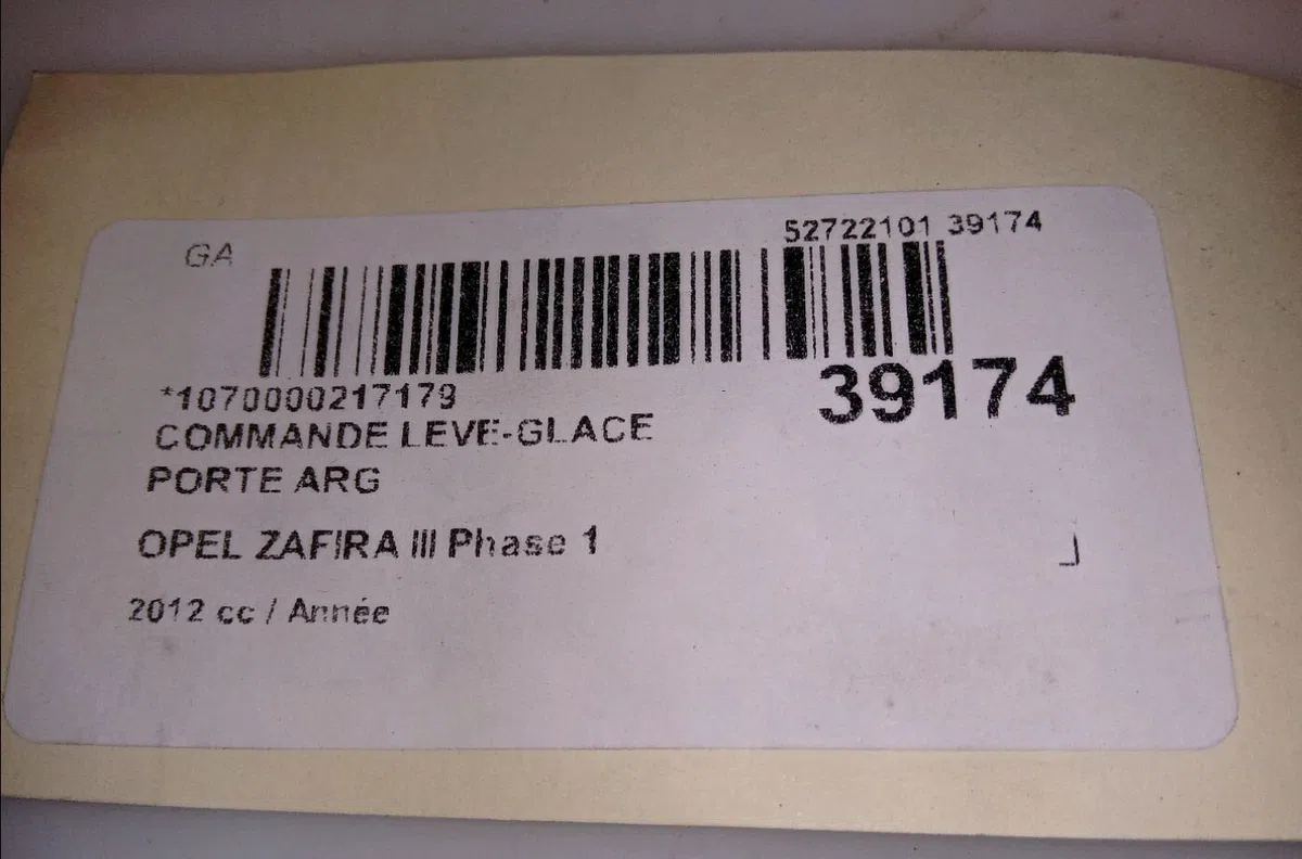 Commande leve-glace porte arrière gauche Opel ZAFIRA TOURER C (P12) 1.4 (75) (2011) occasion — photo 4