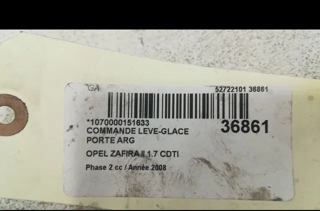 Commande leve-glace porte arrière gauche Opel ZAFIRA - ZAFIRA FAMILY B (A05) 1.7 cdti (m75) (2008-2015) 5 portes occasion — photo 3