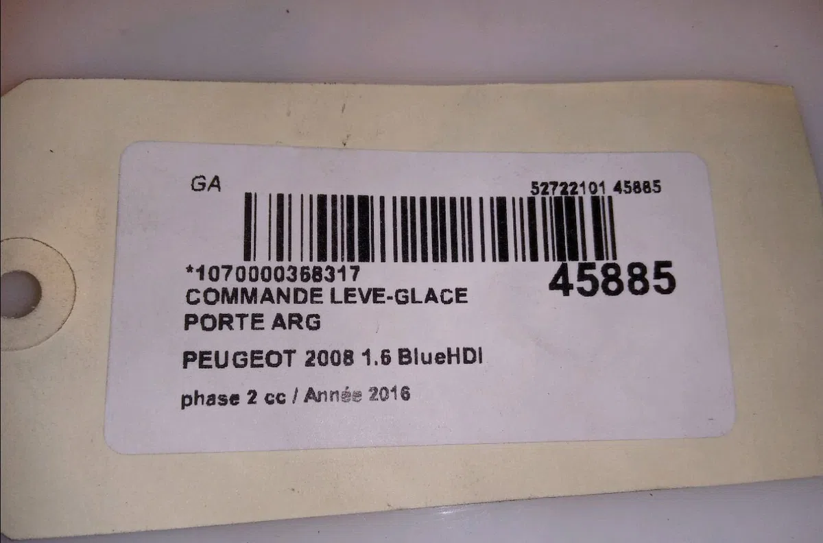 Commande leve-glace porte arrière gauche Peugeot 2008 I (CU_) 1.6 bluehdi 120 (2014) 5 portes occasion — photo 3