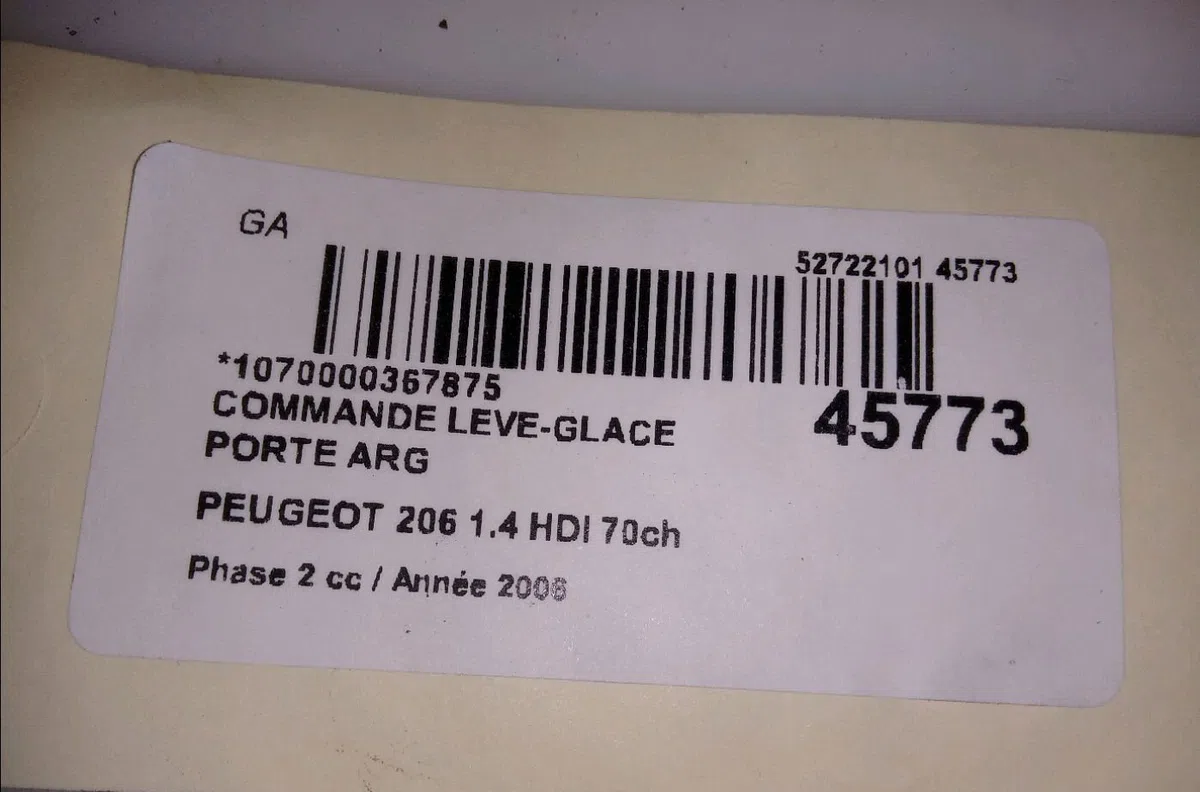 Commande leve-glace porte arrière gauche Peugeot 206 3-5 portes (2A-C) 1.4 hdi eco 70 (2001-2009) 5 portes occasion — photo 4
