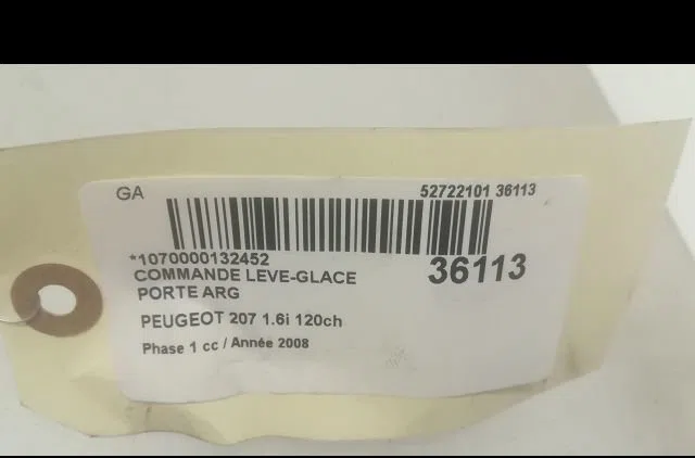 Commande leve-glace porte arrière gauche PEUGEOT 207 2008 occasion — photo 3