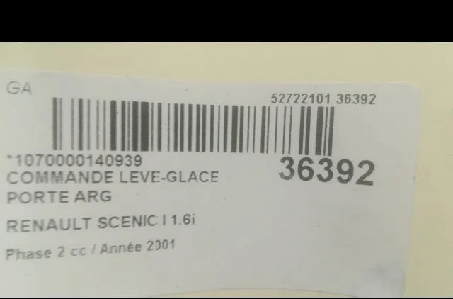 Commande leve-glace porte arrière gauche Renault SCÉNIC I Monospace (JA0-1_, FA0_) 1.6 (ja00, ja16, ja15, ja19, ja1v, ja2b, ja2c, ja0b,... (1999-2003) 5 portes occasion — photo 3