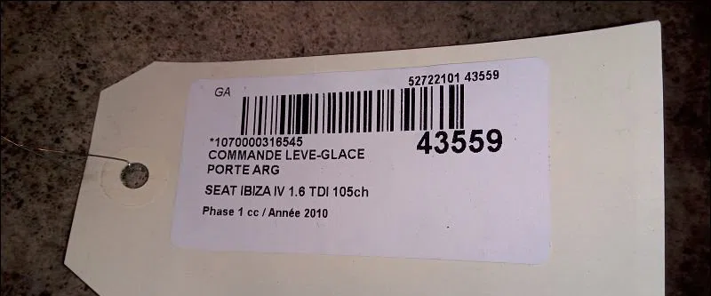 Commande leve-glace porte arrière gauche Seat IBIZA IV (6J5, 6P1) 1.6 tdi (2009-2015) occasion — photo 3