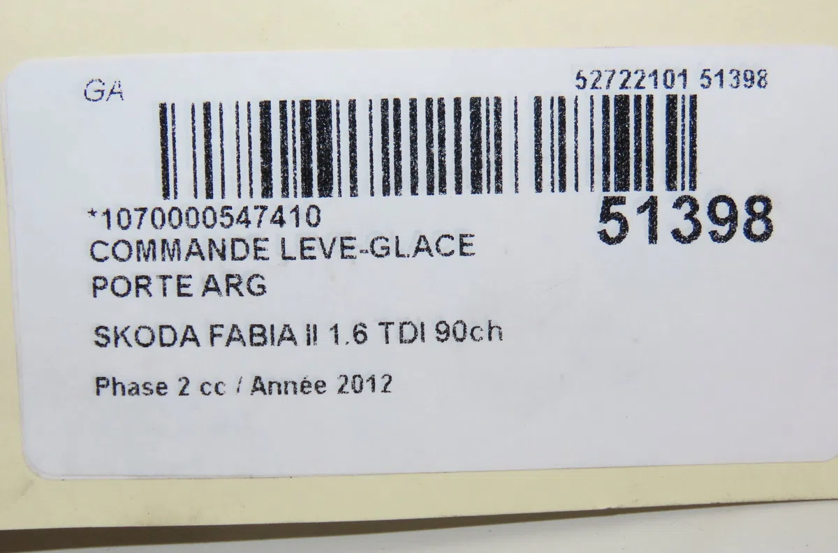 Commande leve-glace porte arrière gauche Skoda FABIA II (542) 1.6 tdi (2010-2014) occasion — photo 4