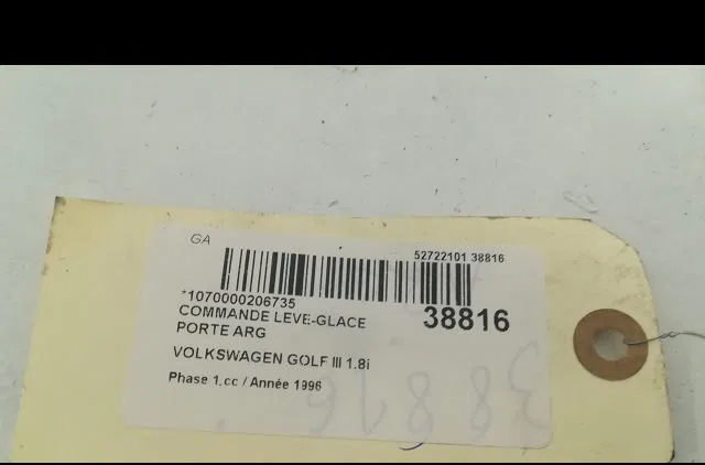 Commande leve-glace porte arrière gauche Volkswagen GOLF III (1H1) 1.8 (1991-1997) 5 portes occasion — photo 3