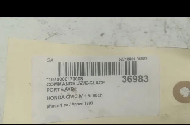 Commande lève-glace porte avant droite Honda CIVIC V Hatchback (EG) 1.5 i 16v (eg4) (1991-1995) occasion — photo 3