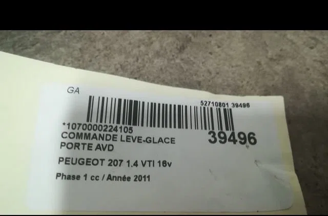 Commande lève-glace porte avant droite Peugeot 207-207 (WA_, WC_) 1.4 16v (2006-2013) 3 portes occasion — photo 3