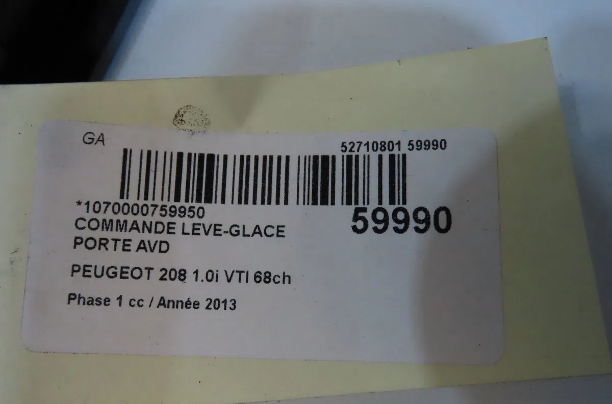 Commande lève-glace porte avant droite Peugeot 208 I (CA_, CC_) 1.0 (2012) occasion — photo 3