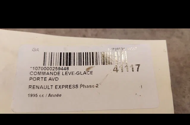 Commande lève-glace porte avant droite RENAULT EXPRESS 1995 occasion — photo 3
