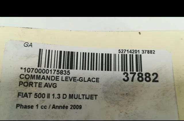 Commande lève-glace porte avant gauche Fiat 500 (312_) 1.3 d multijet (312axb1a) (2007) 3 portes occasion — photo 3