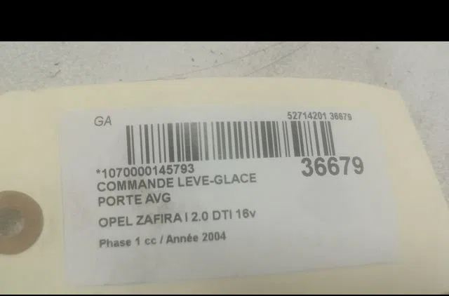 Commande lève-glace porte avant gauche Opel ZAFIRA A Monospace (T98) 2.0 dti 16v (f75) (2000-2005) 5 portes occasion — photo 3