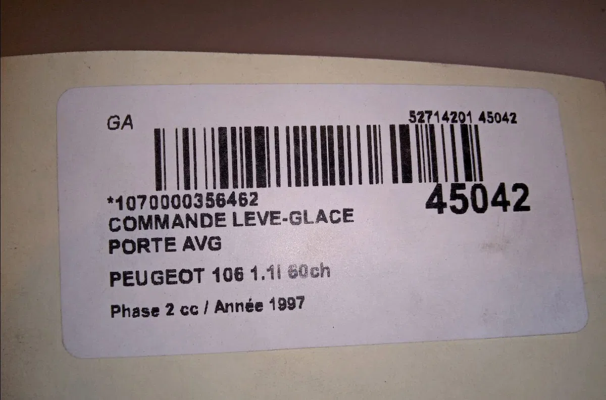 Commande lève-glace porte avant gauche Peugeot 106 I (1A, 1C) 1.1 (1991-1996) occasion — photo 4
