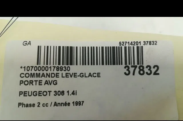 Commande lève-glace porte avant gauche Peugeot 306 3-5 portes (7A, 7C, N3, N5) 1.4 (1993-2001) 5 portes occasion — photo 3