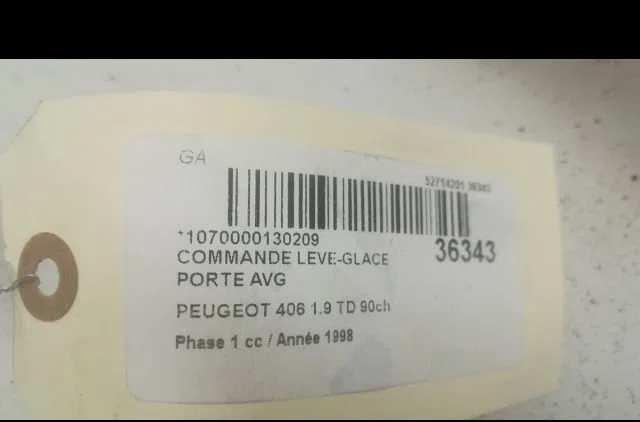 Commande lève-glace porte avant gauche Peugeot 406 (8B) 1.9 td (1996-2004) occasion — photo 3