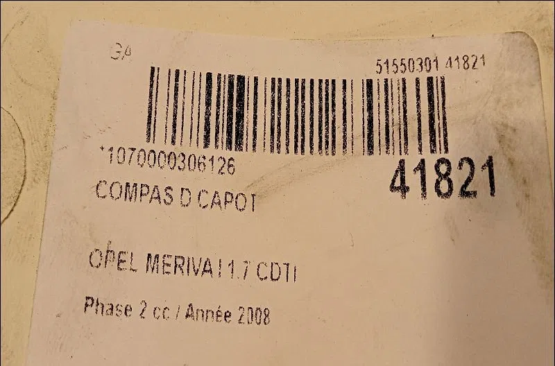 Compas d capot Opel MERIVA A Monospace (X03) 1.7 cdti (e75) (2003-2010) occasion
