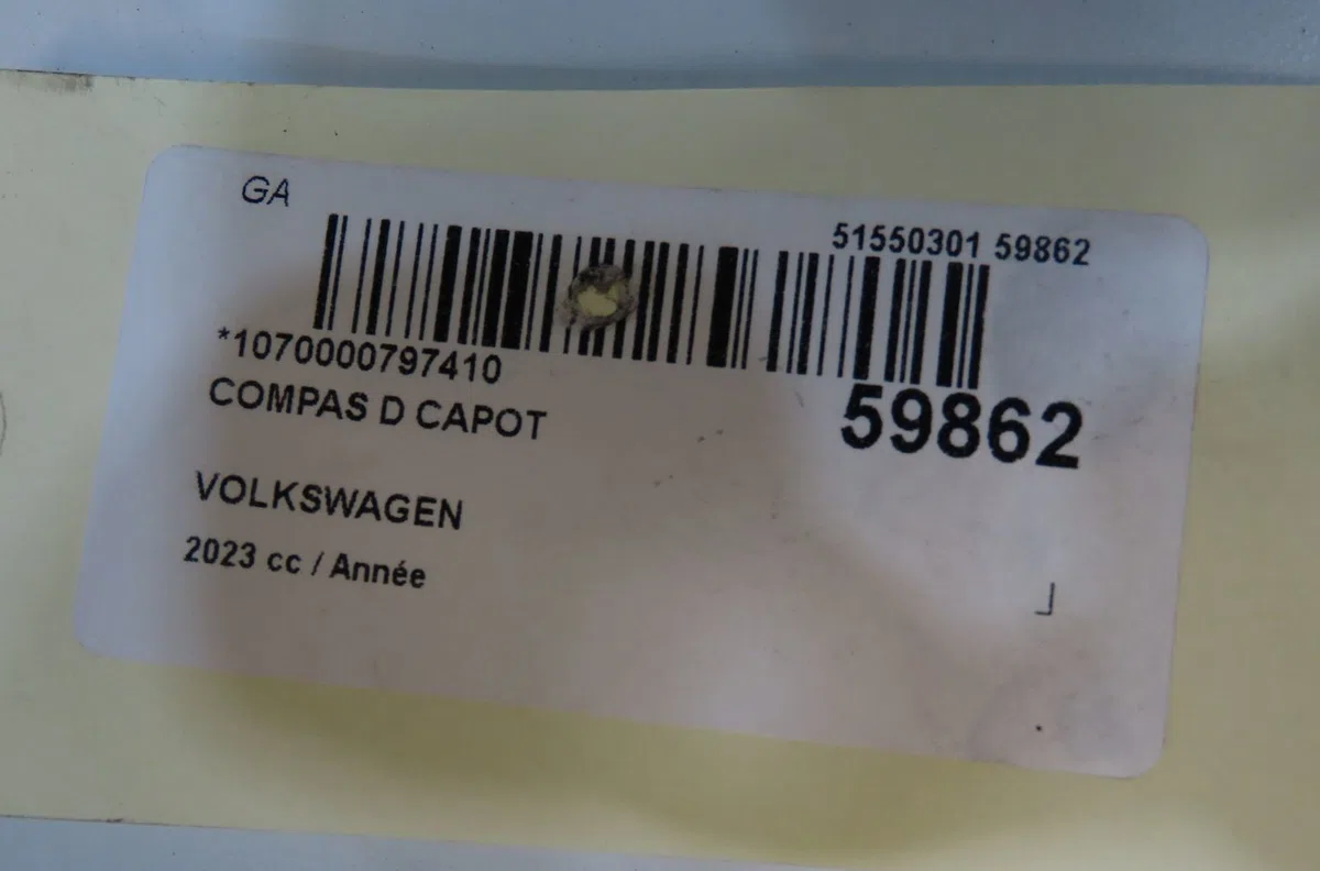 Compas d capot Volkswagen TRANSPORTER VI Camion plate-forme-Châssis (SFD, SFE, SFL, SF 2.0 tdi 4motion (2015-2019) occas